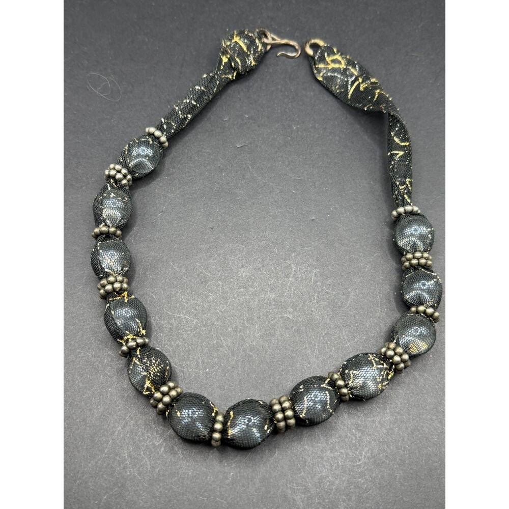 Vintage JBB Signed Sterling Silver 925 Mesh Design Clear Glass Necklace 20" Long